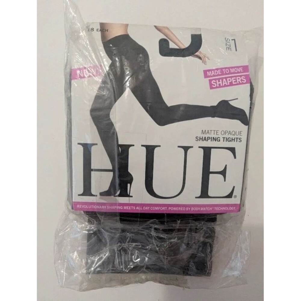 Vintage? NEW Hue Shapers Matte Opaque Shaping Tights - Black, Size 1